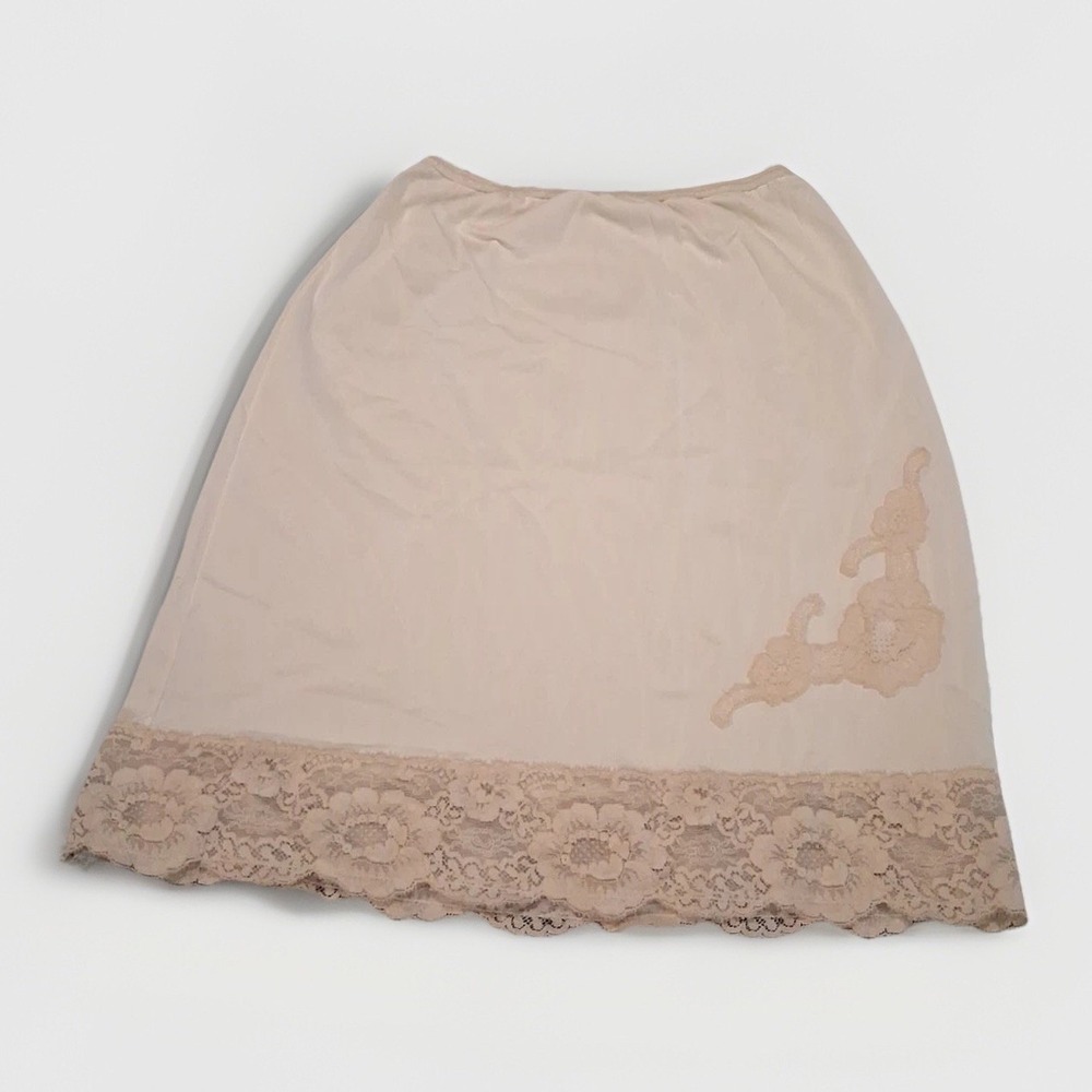 Vintage Formfit Rogers Ivory Half Slip Floral Lace Trim Lace Applique